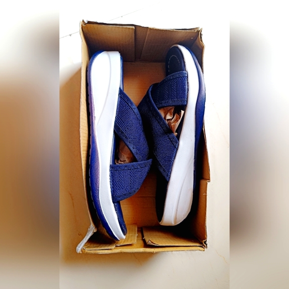 Shoes - Women's New Navy Blue Casual Slip On Wedges